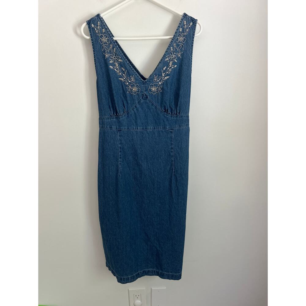 Faded Glory Embroidered Denim Dress XL – Vintage 100% Cotton Made in Mexico - Picture 3 of 8